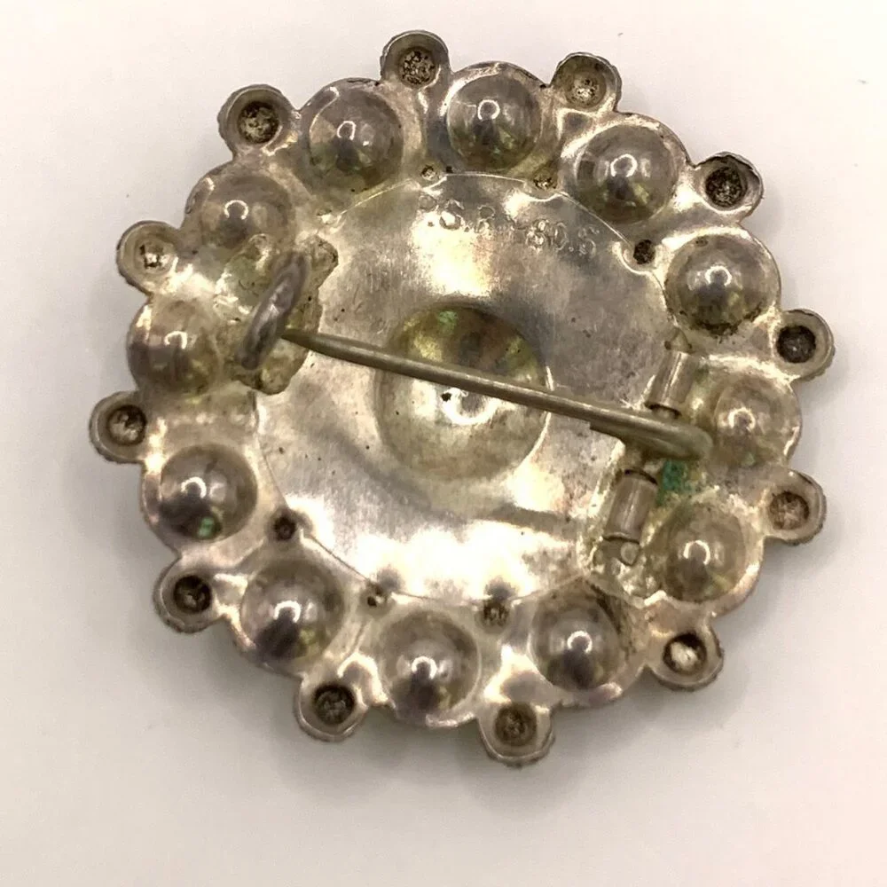 Norwegian Norway Round Traditional Wedding SØLJE' Pin Brooch 830 Silver J852